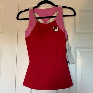 FILA red and pink twist back performance tank